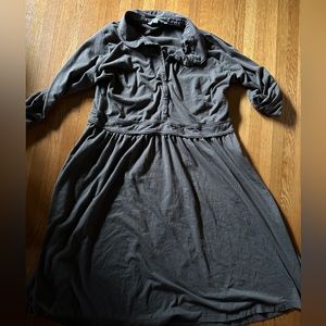 Boden Collared Olive Green Dress with Long Sleeves, Size 16